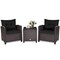 3 Pcs Patio Rattan Furniture Set Cushioned Conversation Set Coffee Table